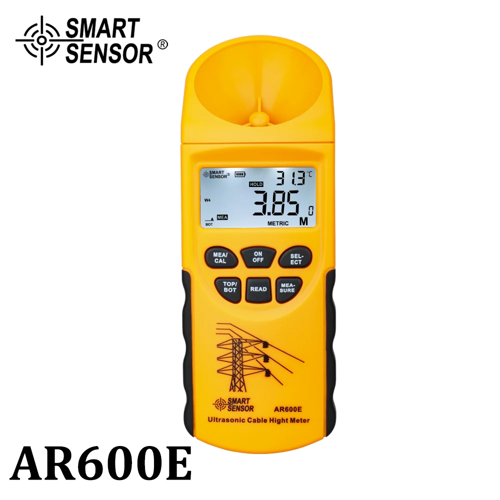 

Ultrasonic Cable Height Meter 6 Cables Measurement LCD display Measuring Range( Height 3-23m ,Plane 3-15m) Smart Sensor AR600E