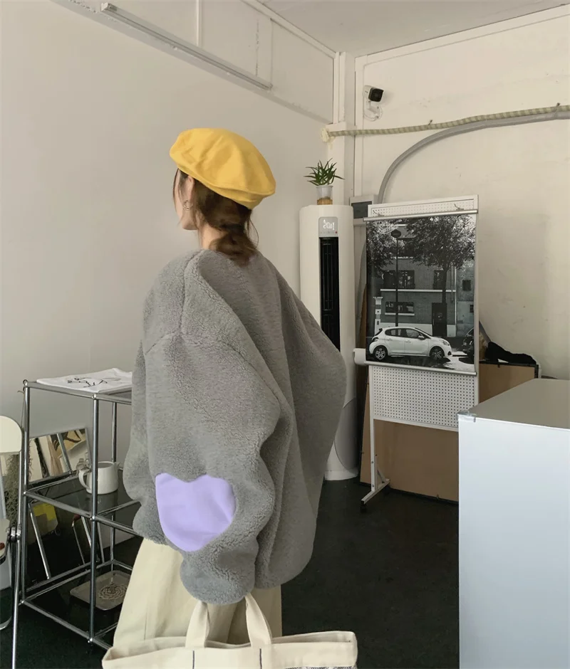 Женский свитер из овечьей шерсти фиолетовый Свободный пуловер средней длины с