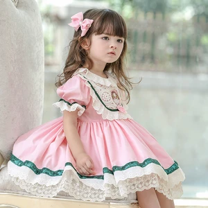 Boutique Girls Princess Dress Infant Lolita Spanish Style Cotton Lace Ball Gown for Baby Christmas Costume High-End Custom