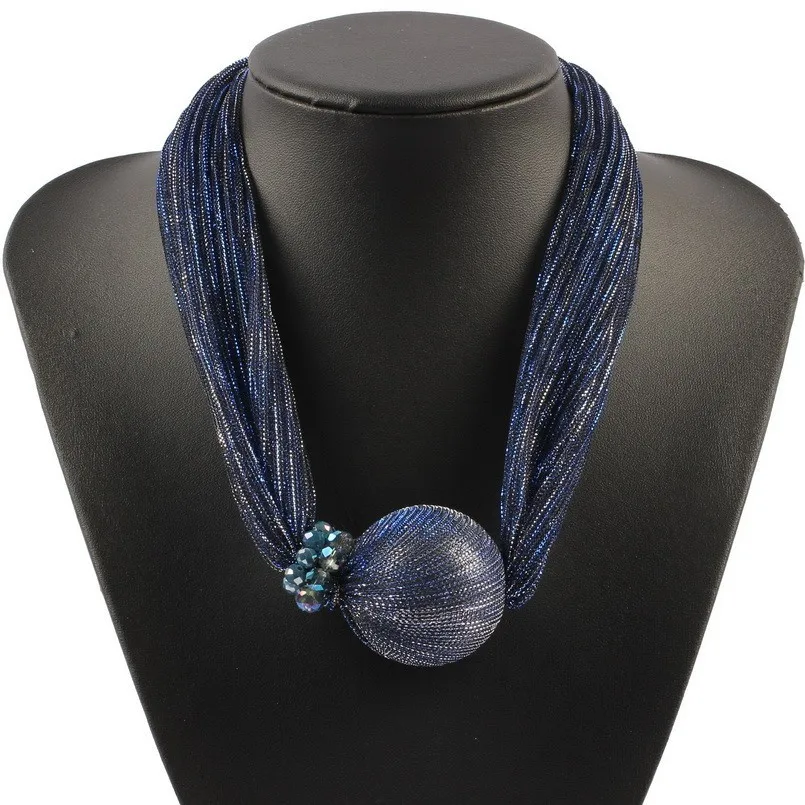 Big Bead Ball Pendant Silk Rope Chain Imitation Pearl Statement Necklace for Women New Crystal Collar Choker Jewelry | Украшения и