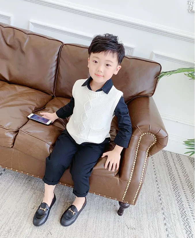 90-140cm height new autumn boys fashion knitted vest kids spring autumn clothing boys casual vest