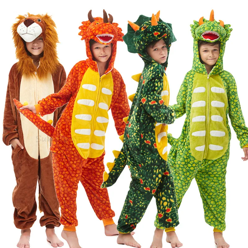 Кигуруми Дети Onesie единорог пижамы для детей животных одеяло с динозавром пижамы Детский костюм зима мальчик девочка Единорог Jumspuit