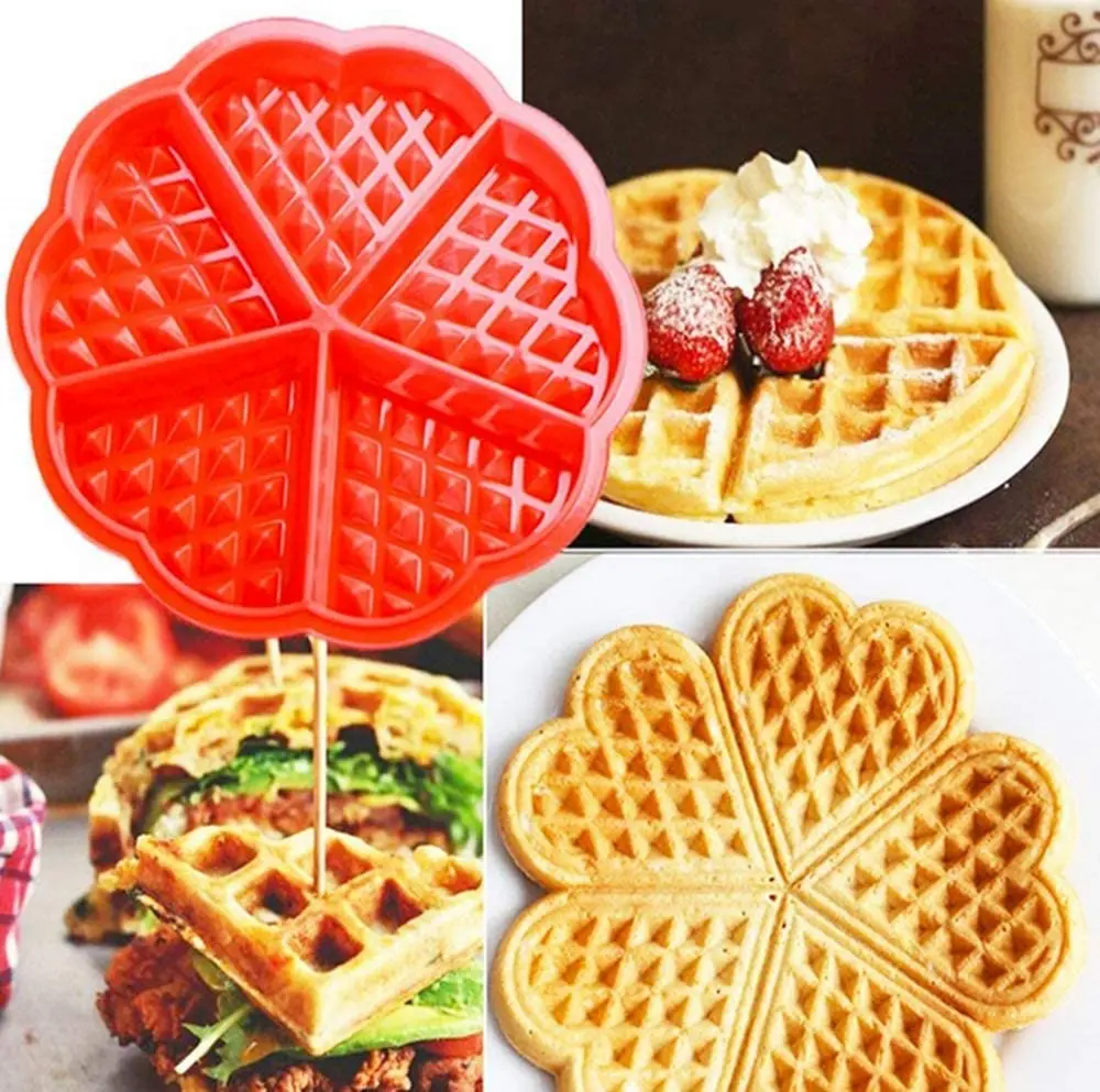 

Kitchen Circular Waffle Mold Non-Stick Cake Mould Makers Kitchen Silicone Waffle Bakeware