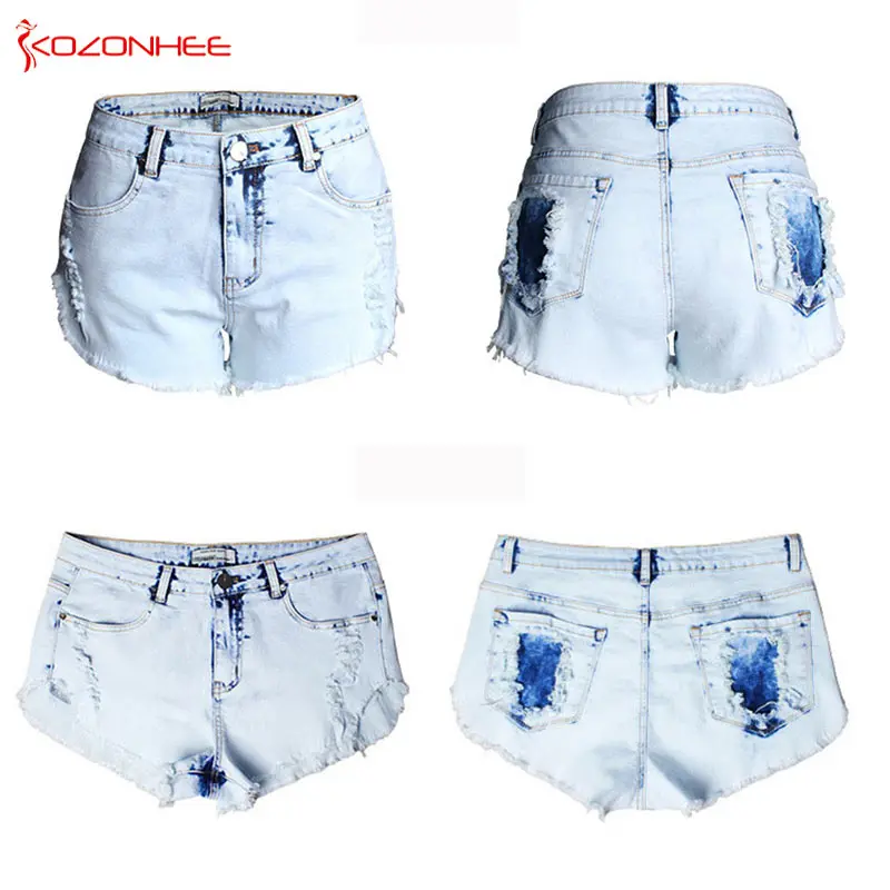 Пикантные энзимная стирка Для женщин джинсовые короткие Высокая талия с