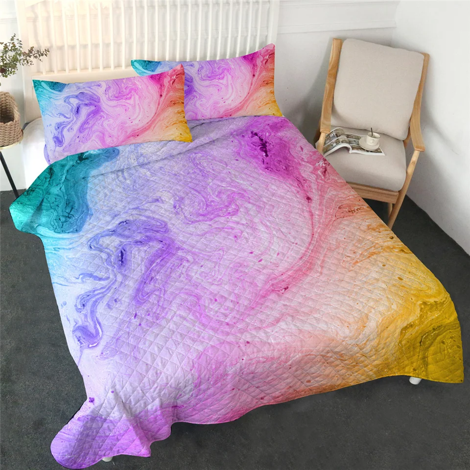 004 3pcs BlessLiving Eyelash Coverlet Set Cute Eyes Gold Black Bed Quilt Set 3-Piece Modern Bedspreads for Fashion Girls Summer Blanket - Цвет: 004 3pcs