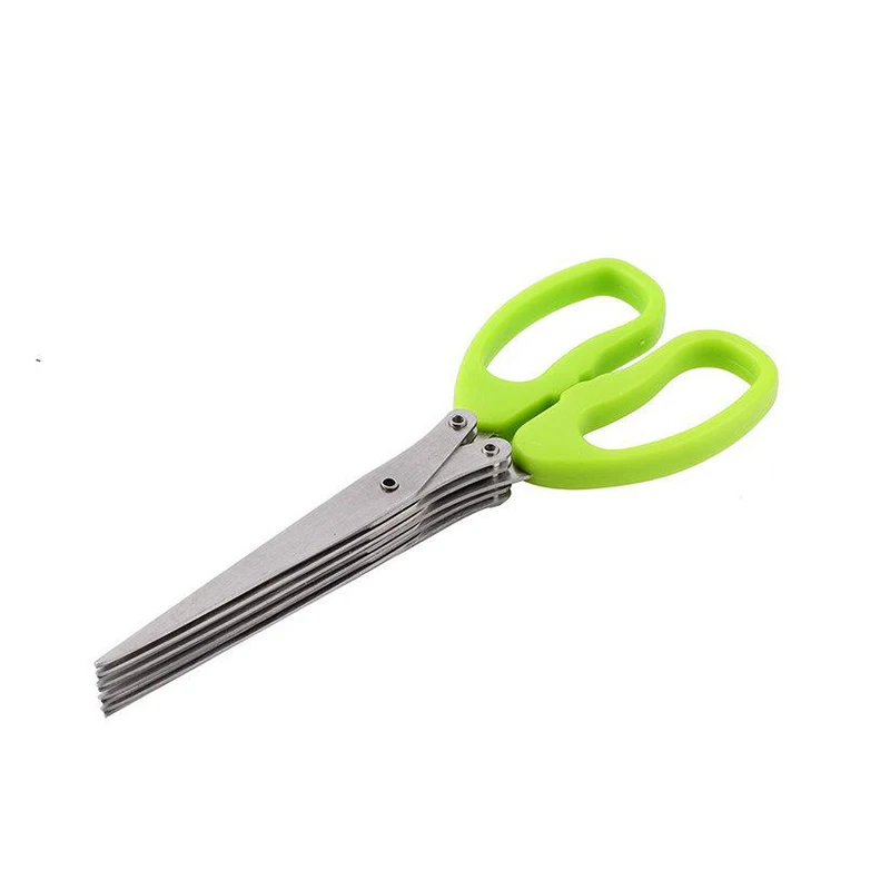 Multi-Functional Stainless Steel Kitchen Knives 5 Layers Scissors Sushi Shredded Scallion Cut Herb Spices Cooking Tools | Дом и сад