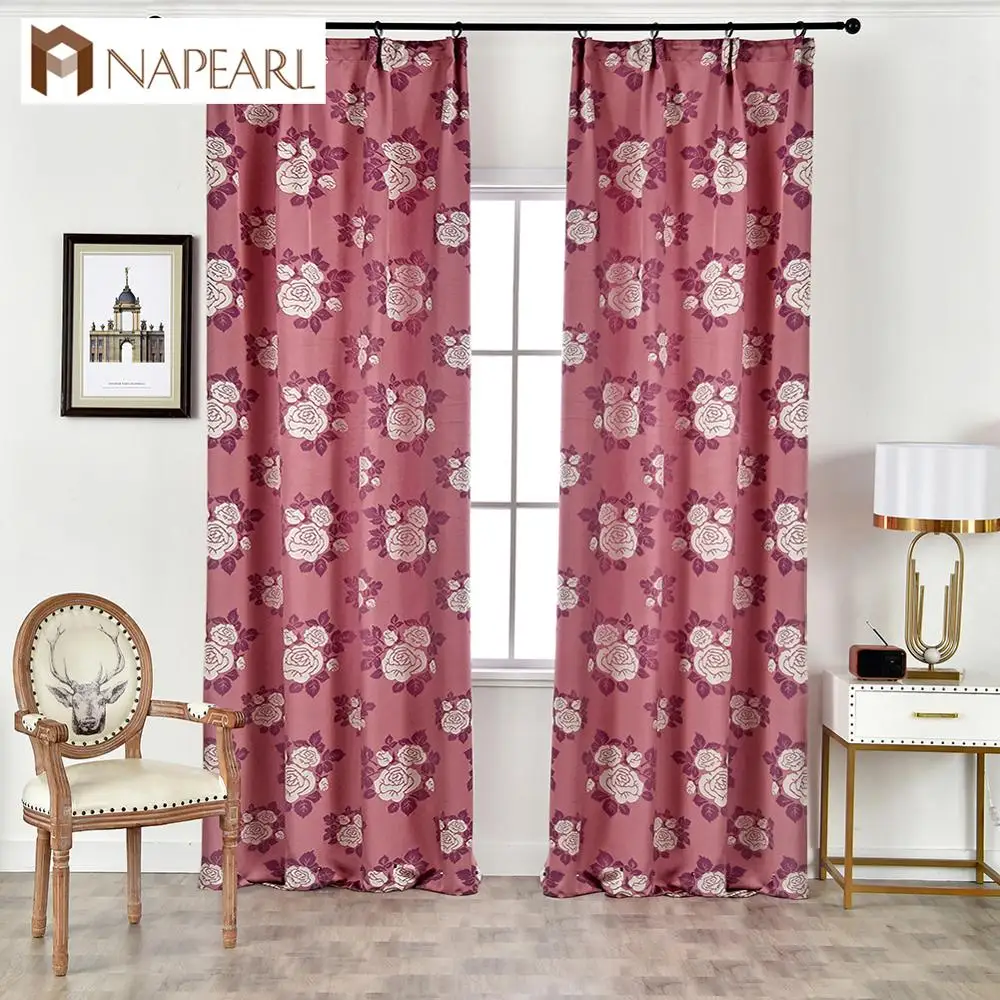 NAPEARL 1 шт. пасторальный стиль Современная Роза жаккардовые занавески для гостиной