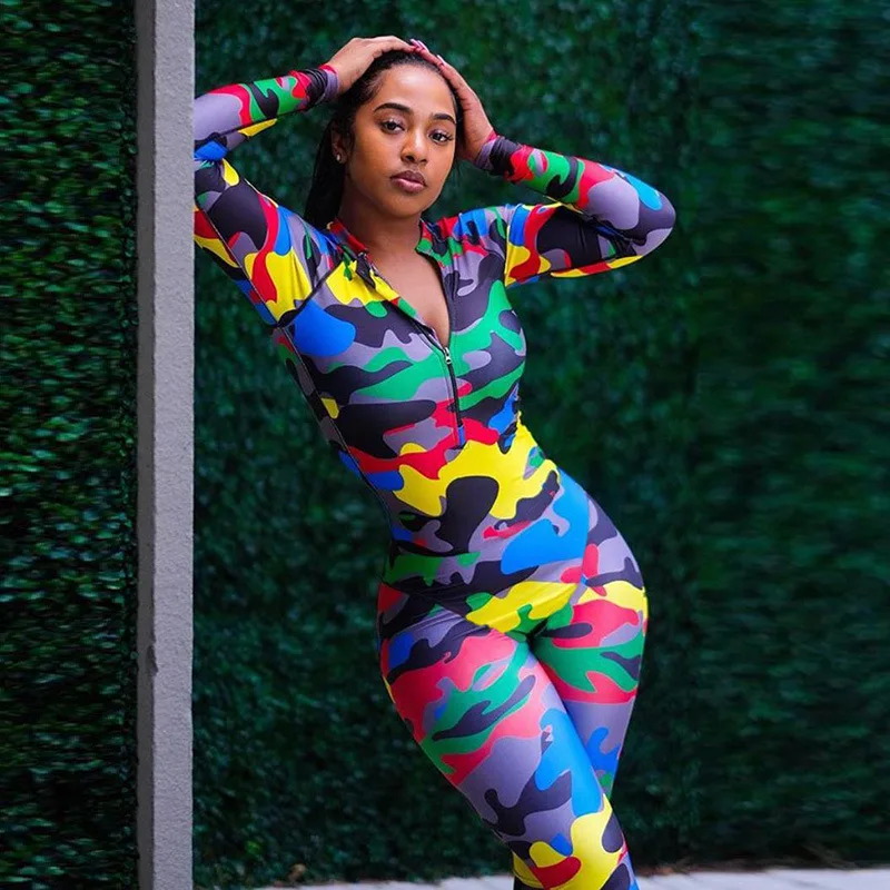 Комбинезон для фитнеса камуфляжная женская спортивная одежда спортивный костюм