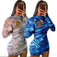 sujying 2021 summer new fashion womens sexy long sleeve buttock digital printing round neck dress