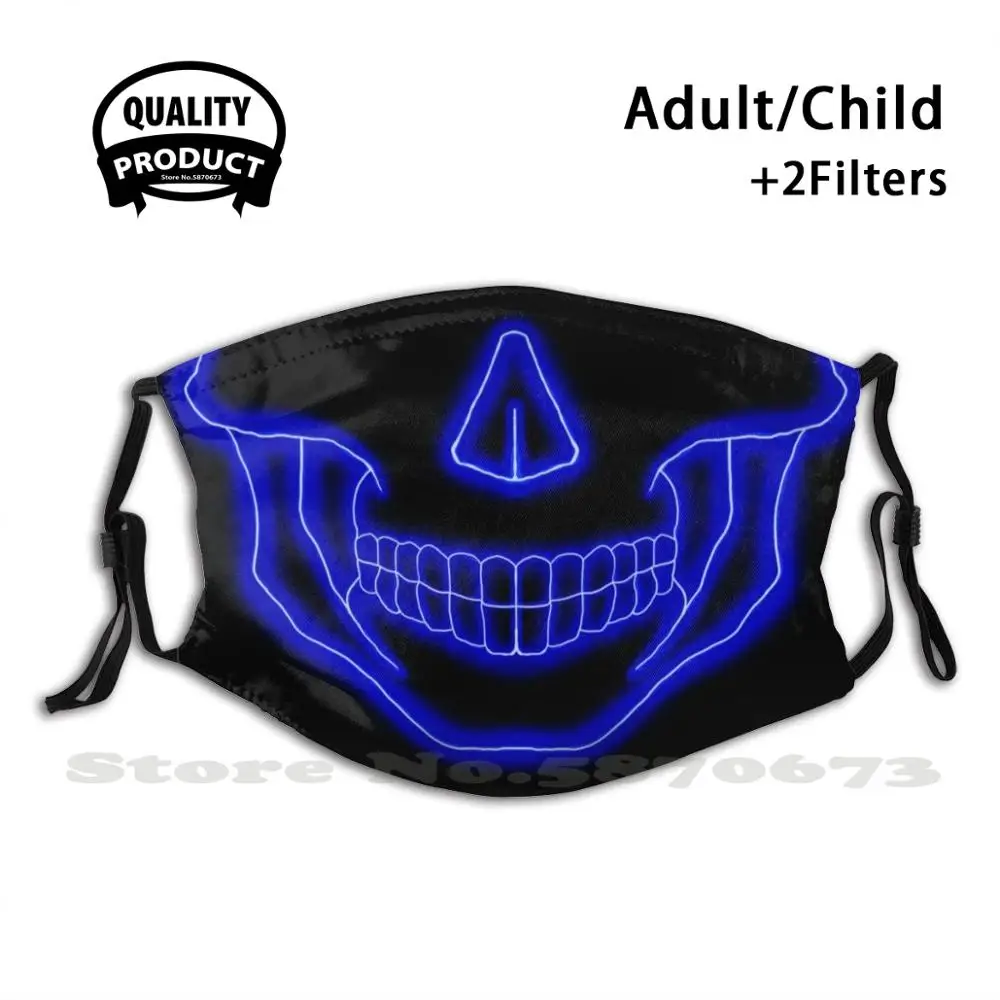 

Mascara Caveira Neon Azul Anti Dust Face Mask Washable Filter Reusable 19 Skull Design Tattoo Punk Music Style Dj Hip Hop Geek
