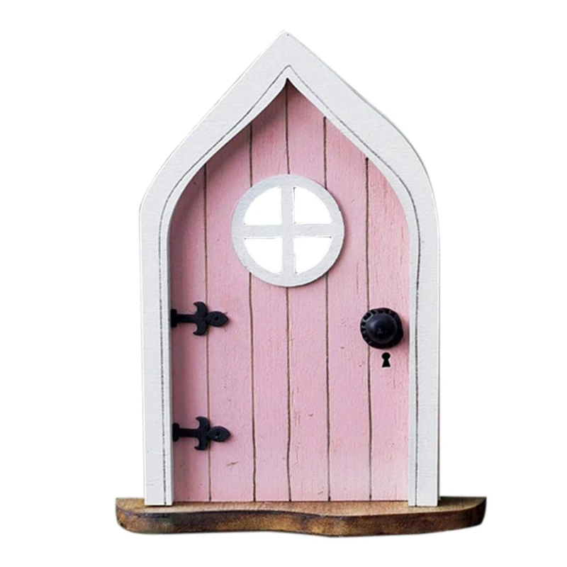 

Fairy Elf Window Door Wooden Garden Ornament Creative Yard Art Garden Sculpture Decor Trees Open Doors Gnome House Wood