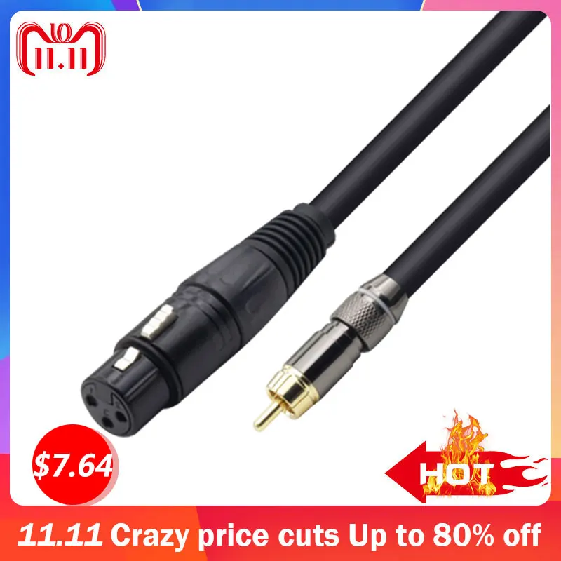 Кабель удлинитель для микрофона переходник с RCA на XLR RAC Canon 3 контактный штекер