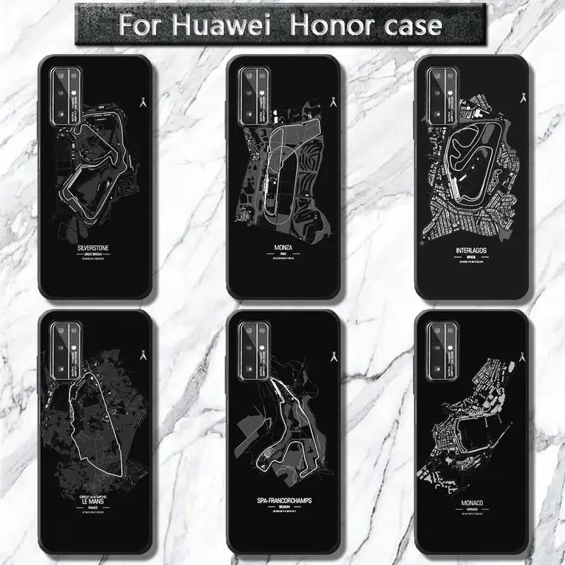 

Formula 1 racing circuit Phone Case for Huawei Honor 30 lite 30 20 10 pro lite view 10 9 8C 5A PLAY 8X Honor phone Covers