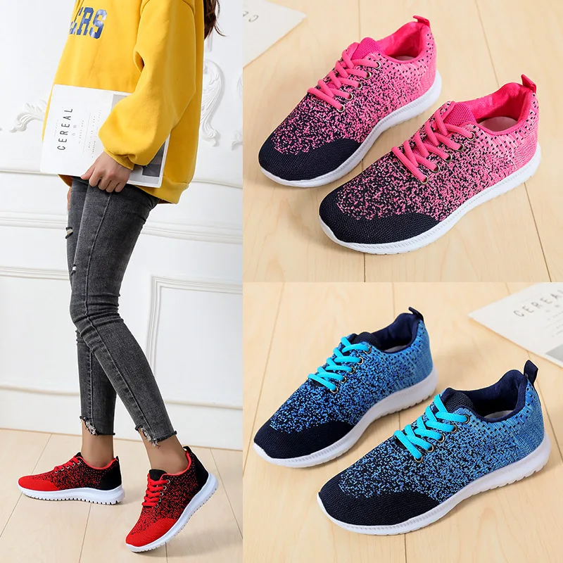 

2020 New Women Shoes sport Flats Fashion Casual Ladies Shoes Woman Lace-Up Mesh Breathable Female Sneakers Zapatillas Mujer