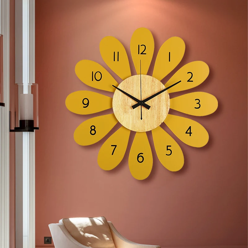 

Cute Cartoon Wall Clock Kids Room Minimalist Novelty Metal Flower Wall Clock Nordic Unique Zegary Na Sciane Home Supplies DE50ZB