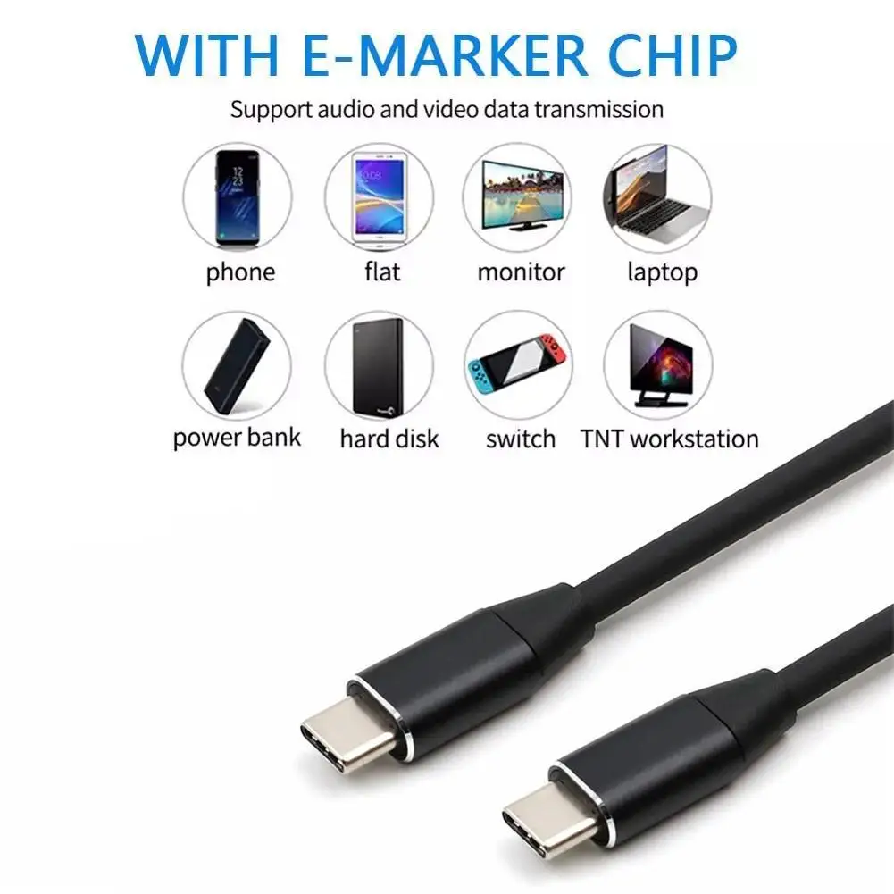 

5A 100W Fast Charging Type-C Data Cable USB 3.1 Data Video 4K Transmission Data 60hz Cable Cable Audio U4O1
