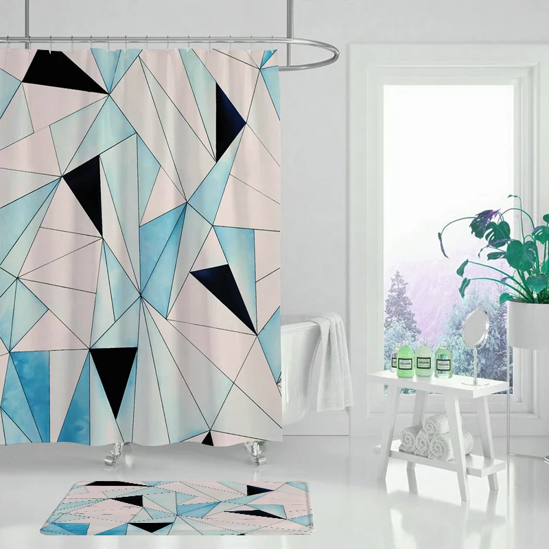 Геометрическая занавеска для душа черная желтая домашний декор тканевая ванной |