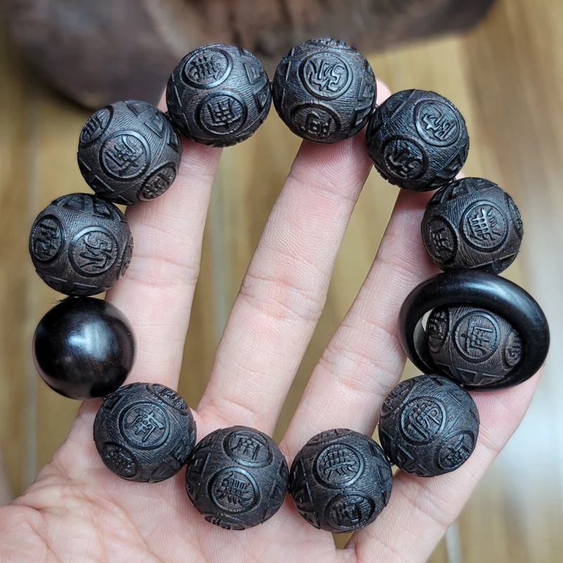 Натуральные черные деревянные бусины Тибетский буддистские инструменты 12 бусин