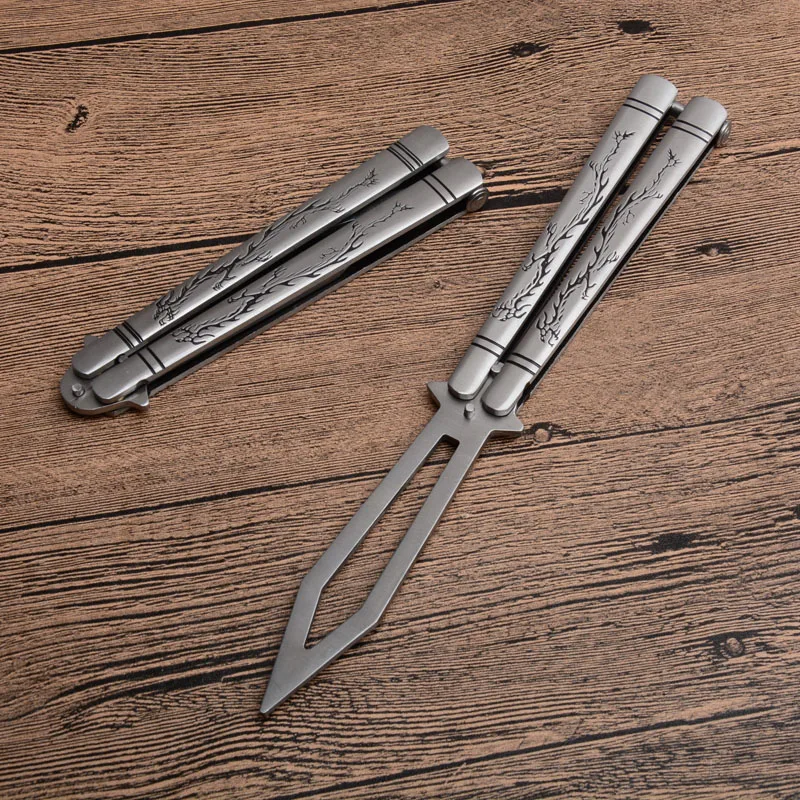 Butterfly-3cr13mov blade knife C-056 training swing knifes steel handle CS GO butterfly in knifes training sanding knives