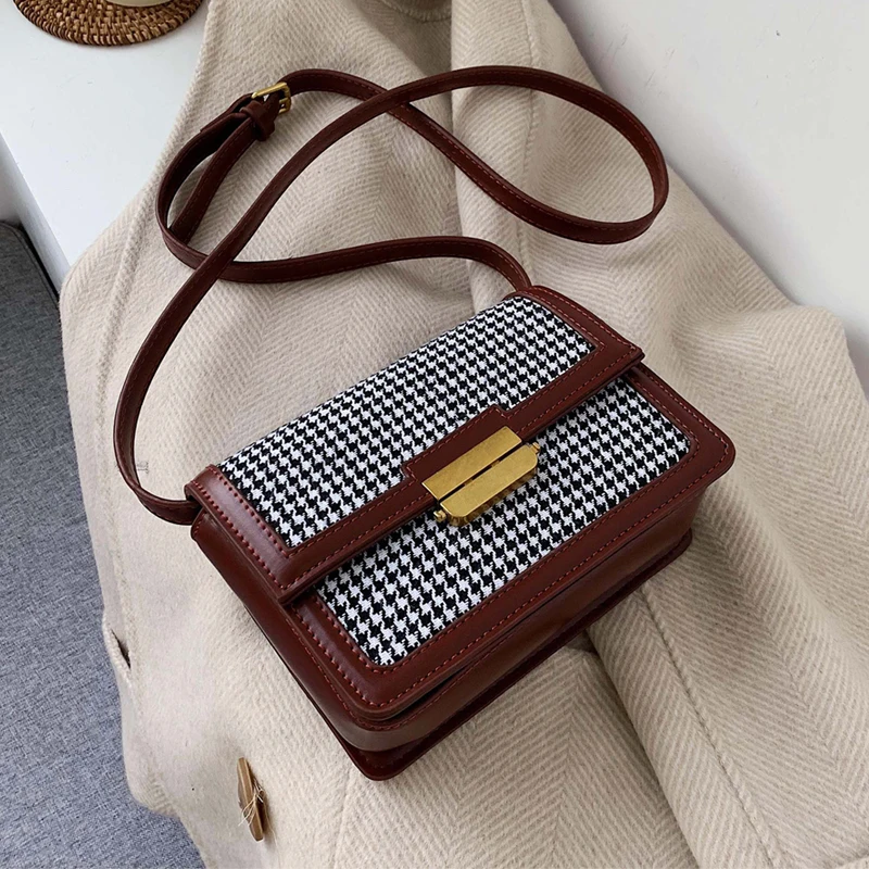 Зимняя национальная сумка Женская клетчатая на плечо 2019 популярная