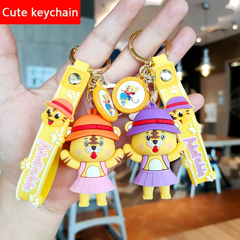 

New Fashion Cute Fun Cartoon Soft Glue Keychain Ring Chain Men Women Mobile Phone Bag Car Keychains Pendant Christmas Dog Gift