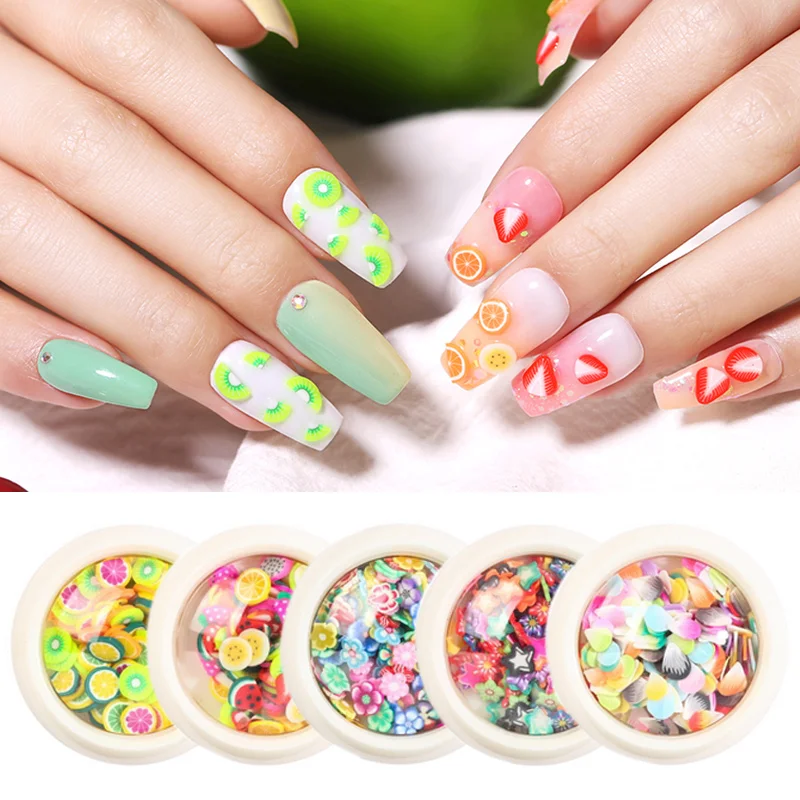 3D Полимерная глина наклейки для дизайна ногтей 5 стилей цветы лимон арбуз