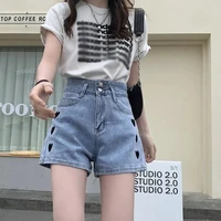 summer jean shorts ladies summer plus size high waist korean style jeans with heart design denim shorts women 2021