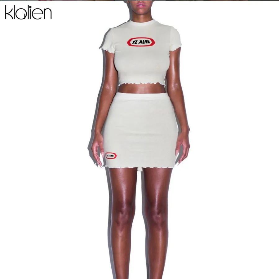 Kalien 2020 летний женский костюм модная повседневная черная белая юбка и топ