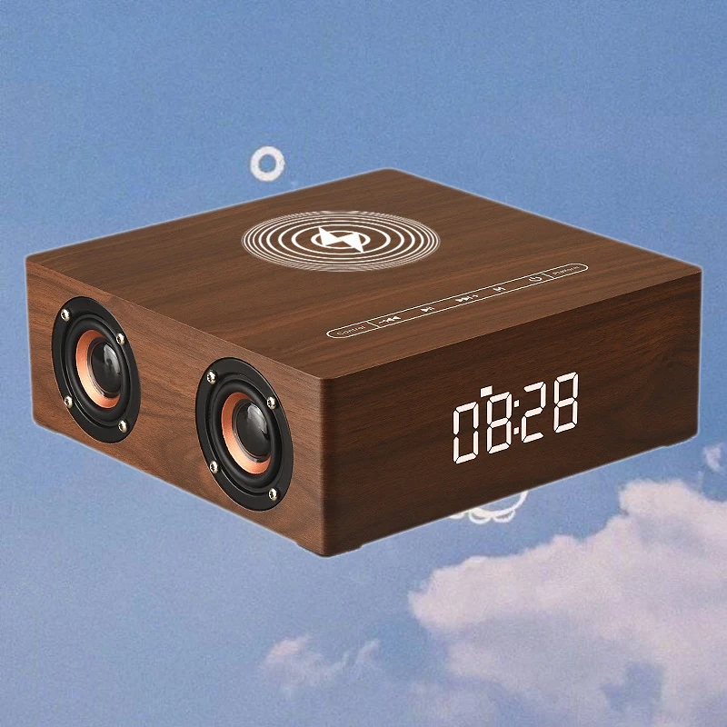 

Q5Une Wooden Bluetooth Wireless Charging Speaker, Creative Press Desktop Fits Home