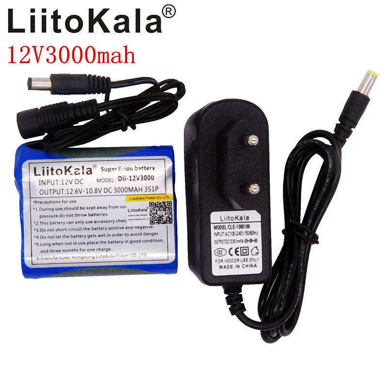 Liitokala 12V 3Ah 12V 3000mh литий-ионный аккумулятор для камеры+ 12,6 V 1A EU/USA зарядное устройство