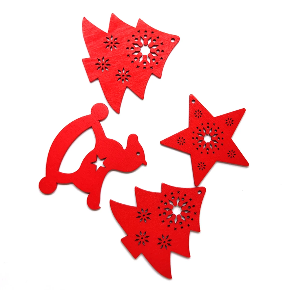 10pcs Christmas Deer Angle Hole Wood Decoration For Home With Santa Wooden Xmas Kid Toys Gift Ornament New Year | Дом и сад