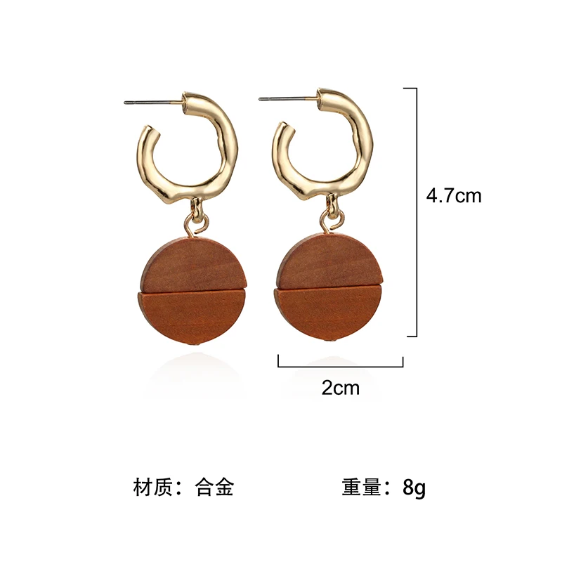 2019 корейские Оптовые массивные деревянные серьги геометрические круглые