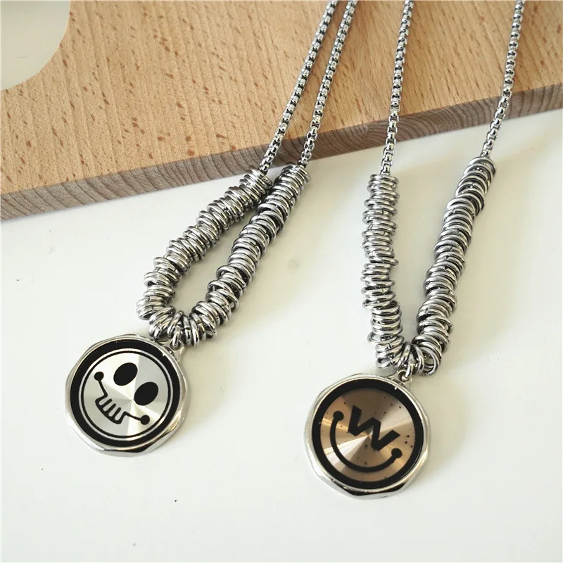 Ожерелье с кулоном в виде смайлика стиле K-POP цепочка готическом хип-хоп для