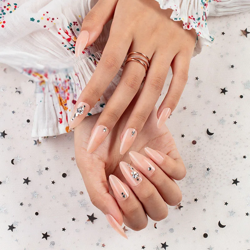 Лидер продаж 24 шт. японские фальшивые ногти в виде капли воды блестящие