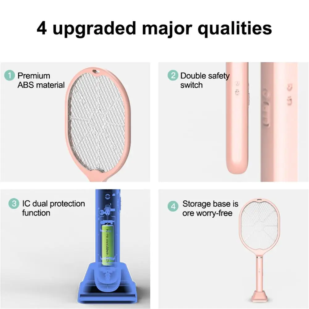 

Electric Mosquito Swatter USB Rechargeable Mosquito Zapper Killer Household Fly Bug Racket With Charging Cable For IndoorOutdoor