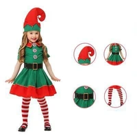 christmas parent child set cosplay costume adults kid green red christmas elf clothing wear adult children party suit