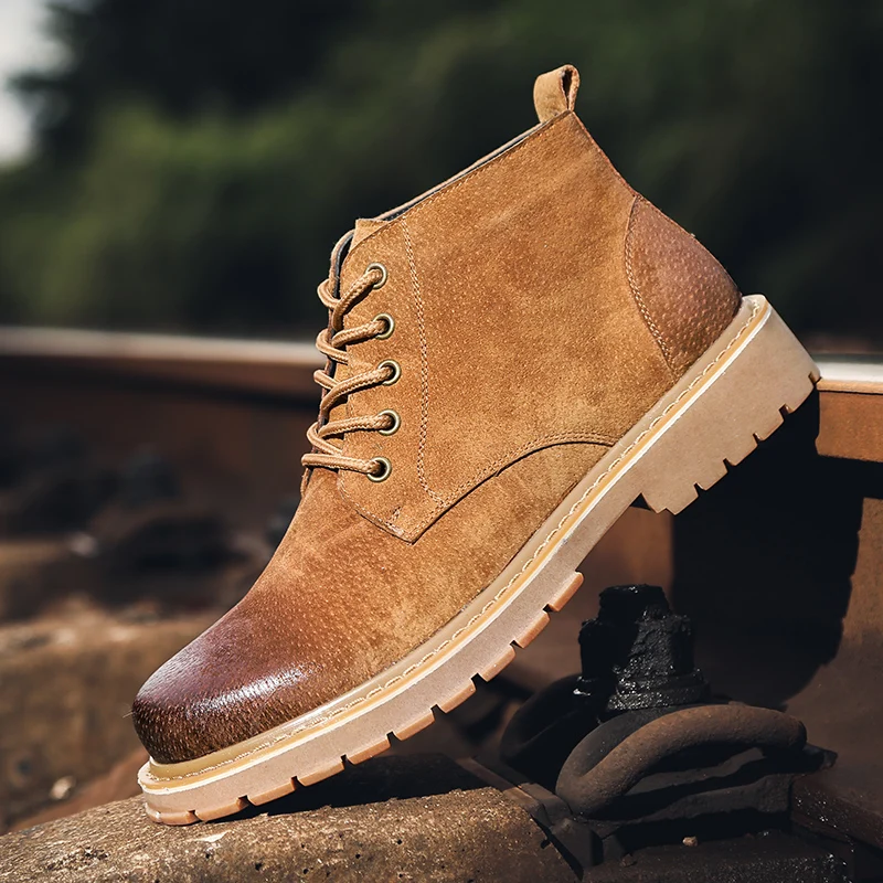 Мужские ковбойские ботинки в английском стиле рабочие из натуральной кожи на