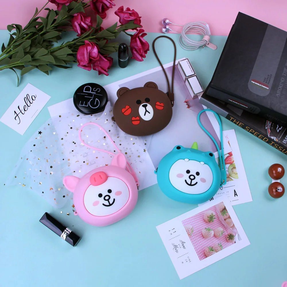 Модные женские кошельки с героями мультфильмов Kawaii, силиконовая коробка для хранения косметики, сумка для монет, модный кошелек, детские подарочные наушники, SD, TF карты, сумка