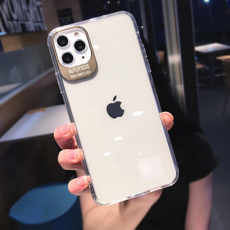 Металлические линзы буквы чехлы протектор для iPhone 11 XS Max XR XS 6 6S 7 8 Plus Полный корпус мягкий ТПУ прозрачный задняя крышка телефона