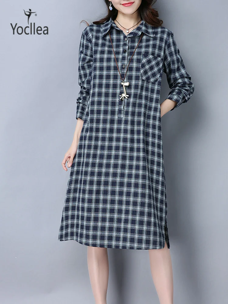 Женская рубашка в клетку платье Femme Блузки Топы 2019 весна осень размера плюс