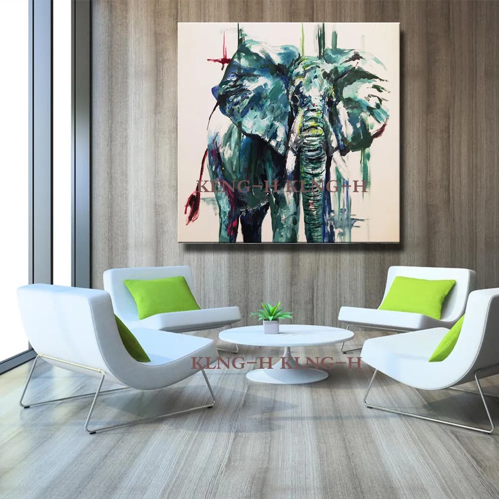 

Pintado a mano abstracto colorido elefante Animal pintura al leo sobre lienzo decoracin del hogar pintura de elefante oil pai
