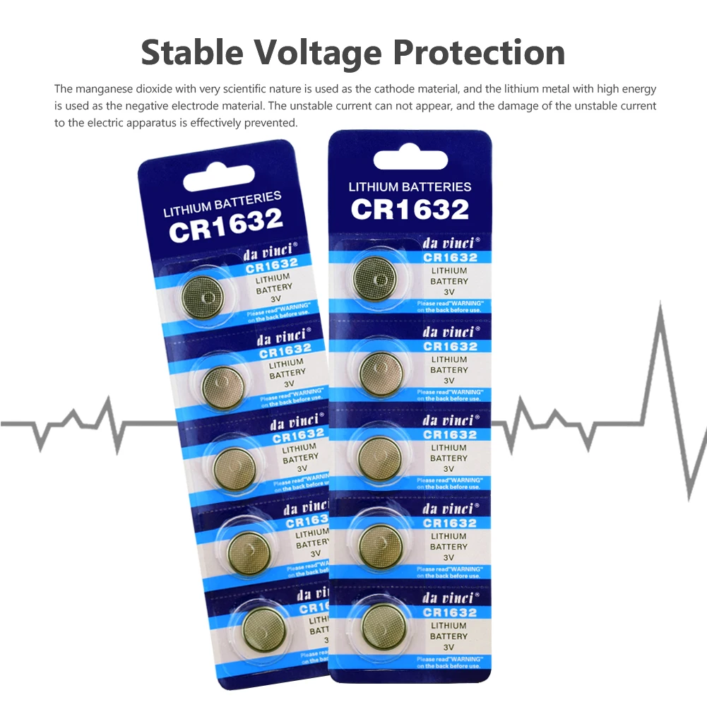 

5pcs/LOT CR1632 CR1632 ECR1632 DL1632 KCR1632 LM1632 3v lithium li-ion battery Cell Button Toys 1632 Batteries Card Retail