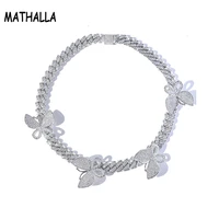 mathala 12mm ice butterfly cuban link chain necklace ice out cubic zirconia hip hop mens womens necklaces hip hop jewelry
