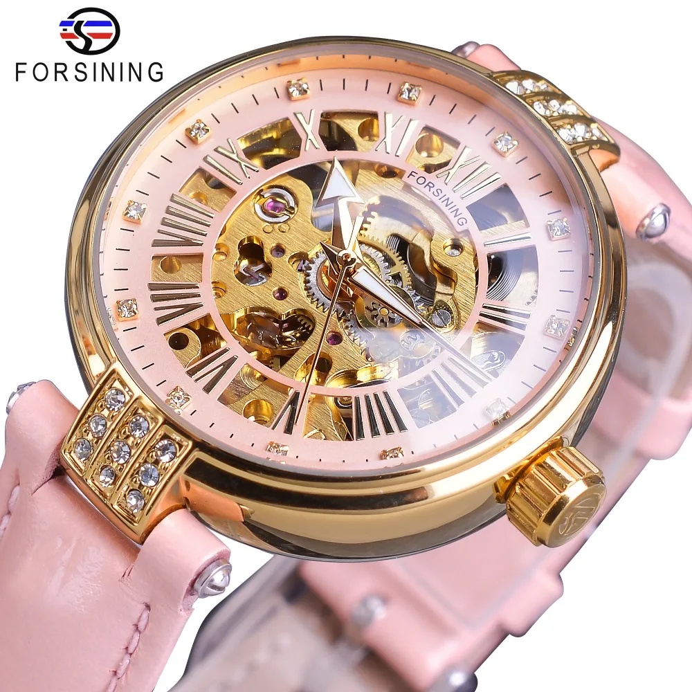 Часы Forsining женские автоматические с золотым скелетом 2019|Женские наручные часы| |