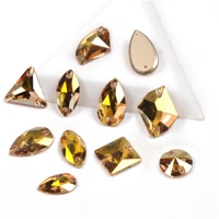 new crystal glass sunshine golden sew on rhinestones different shape mix size sewing strass for garment craft decoration