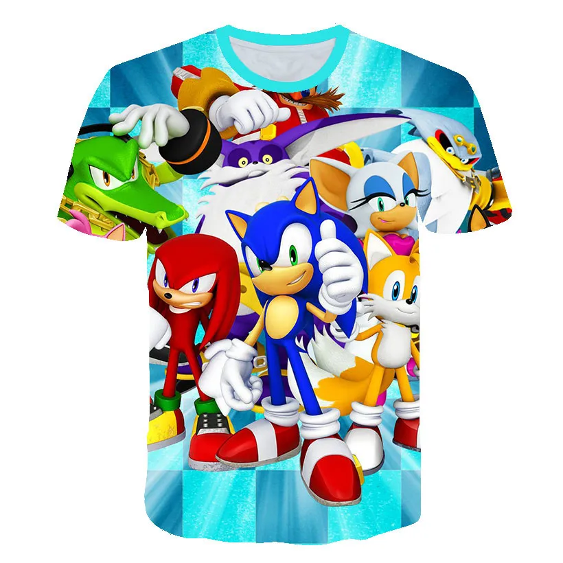 

2021 year Summer Children Short Sleeve T-Shirt Children Cartoon Sonic 3D Printed Boys and Girls T-Shirt Sonic Boys 4-14 year old