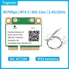 Wi-Fi-карта Half Mini PCI-E, 1200 Мбитс, беспроводной адаптер 802.11ac, Bluetooth MC-AC7265, двухдиапазонный, 4,2 ГГц5 ГГц, для ноутбука 7260HMW
