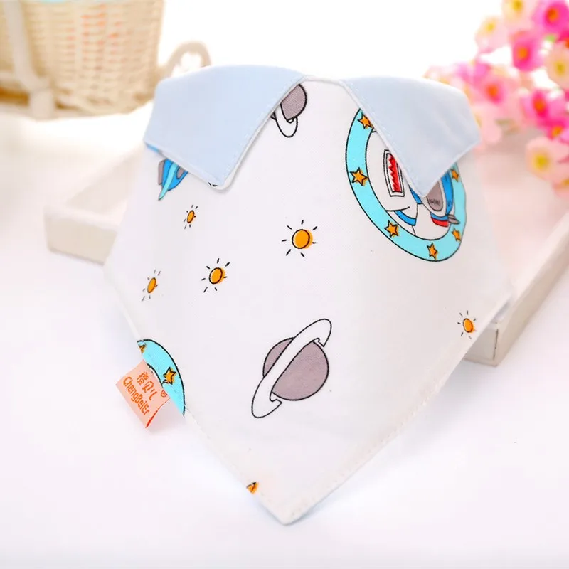 Baberos adorables para beb&eacute; reci&eacute;n nacido, accesorios de alimentaci&oacute;n, estampado de dibujos animados de animales, algod&oacute;n, solapa triangular, Bandana, novedad-3
