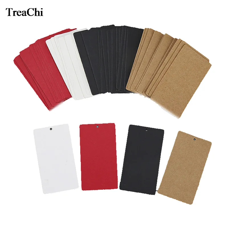 100Pcs Red White Black Kraft Paper Tags Luggage Wedding Note Label With Jute String DIY Blank Travel Gift Hang Tag | Украшения и