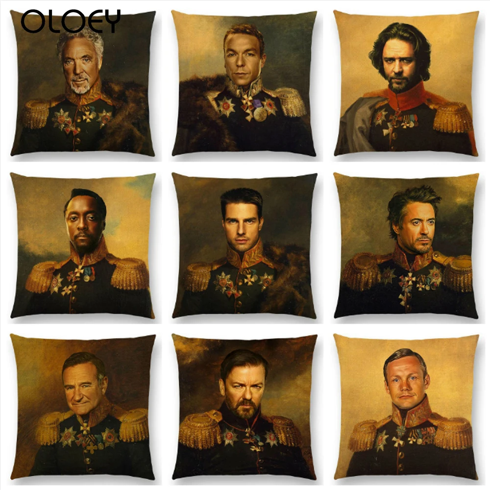 Super Star певец актера хлопковая льняная Подушка Чехол портрет джентльменский Ретро